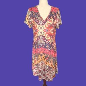 NWOT Colorful Bohemian Short Sleeve Dress